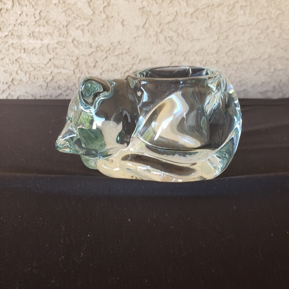 Indiana Glass Cat Votive Candle Holder Sleeping Kitty Clear Heavy 2 1/2… - Picture 5 of 6